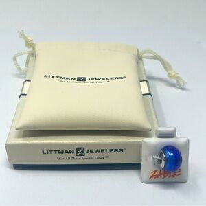 Sterling Silver Murano Glass Zable Charm Bead In Bead Blue Made In Italy NIB